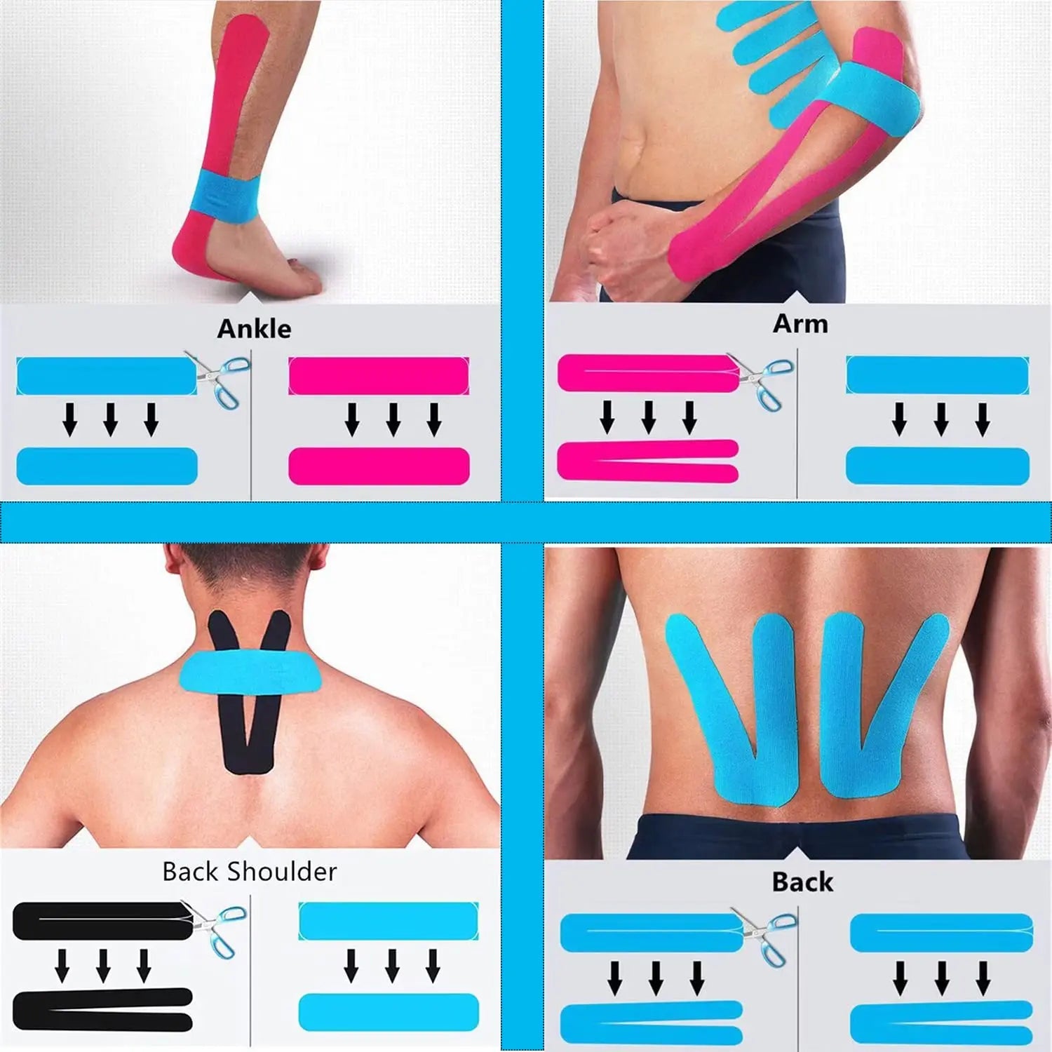40/80 Strips Kinesiology Tape Cotton Elastic Precut Athletic Tape for Support Athletic Tape for Knees Muscle Strain Relief mbzr