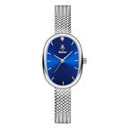 YaLaLuSi Oval Pink  Dial Gold Herringbone Mesh Women Watch Tiny Diamond Index Minimal Thin Case Ladies Quartz Bracelet Dress Wristwatch