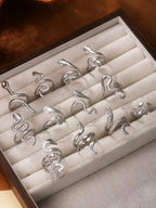 Stainless Steel Snake Adjustable Stackable Rings Set For Women Y2K Vintage Design
