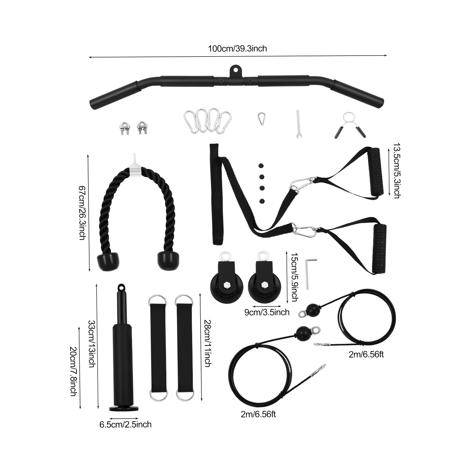 120kg Cable Pull Fitness System, Gym Muscle Training Cable, Weight Pulley System for Unisex Adults Pull Downs mbzr