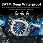 POEDAGAR Top Square Man Watch Date Waterproof Luminous Luxury Men Wristwatch High Quality Leather Men's Quartz Watches+Box Reloj mbzr