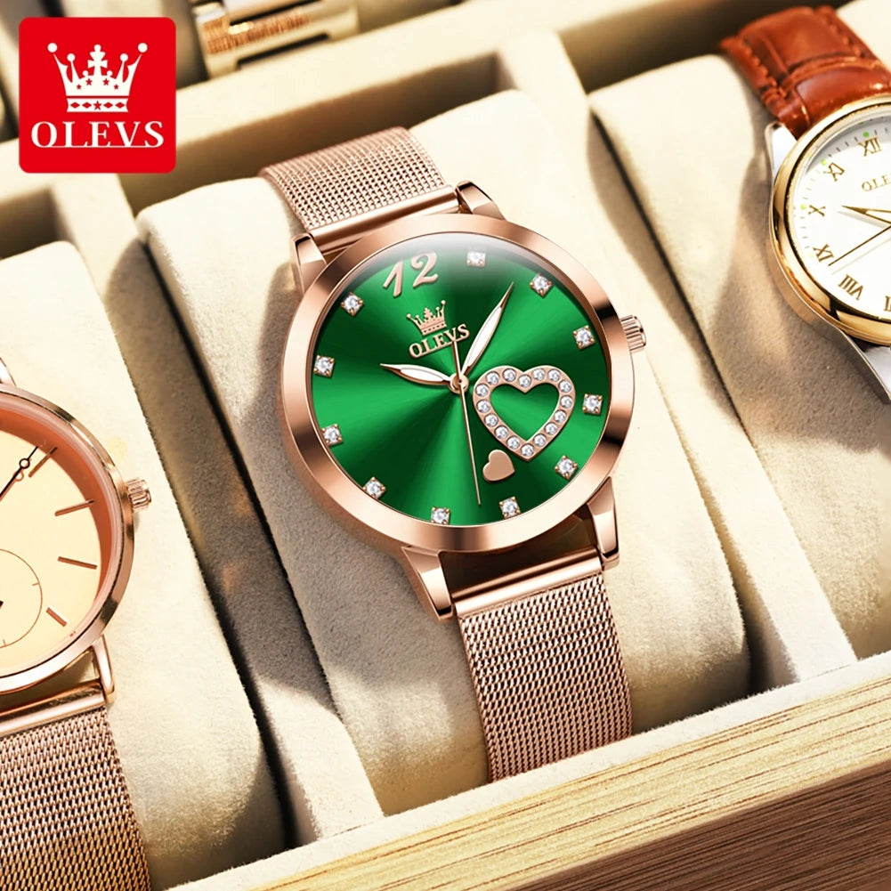 OLEVS 5189 Light Luxury Style Women Quartz Movement Watch Luminous Function 30m Waterproof Milanese Steel Strip Brand Wristwatch mbzr