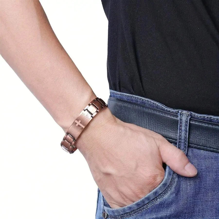 Men's Copper Magnetic Watch Chain, Super Strong Cross Watch Chain, Men's Copper Watch Chain Magnetic Watch Chain 99.99% Pure Copper Watch Chain , Suitable for Fathers, Partners, Christmas, Spring Festival/friends, Birthdays,