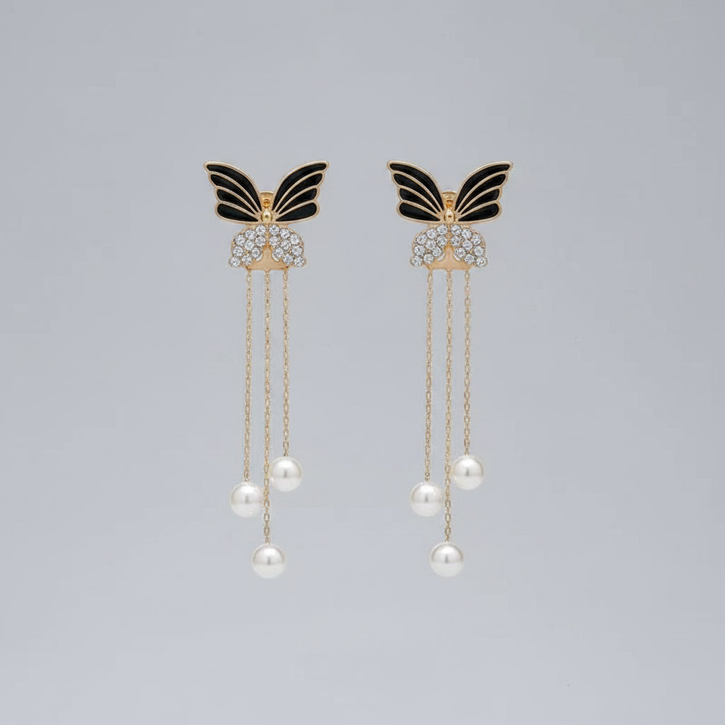 925 Silver Needle Blue Purple Butterfly Long Tassel Earrings For Women Jewelry 2026 Trending New Korean Crystal Drop Earrings mbzr