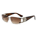 Retro Y2K Spice Girl style frameless sunglasses with engraved design UV protection streetwear sunglasses for women made of mbzr