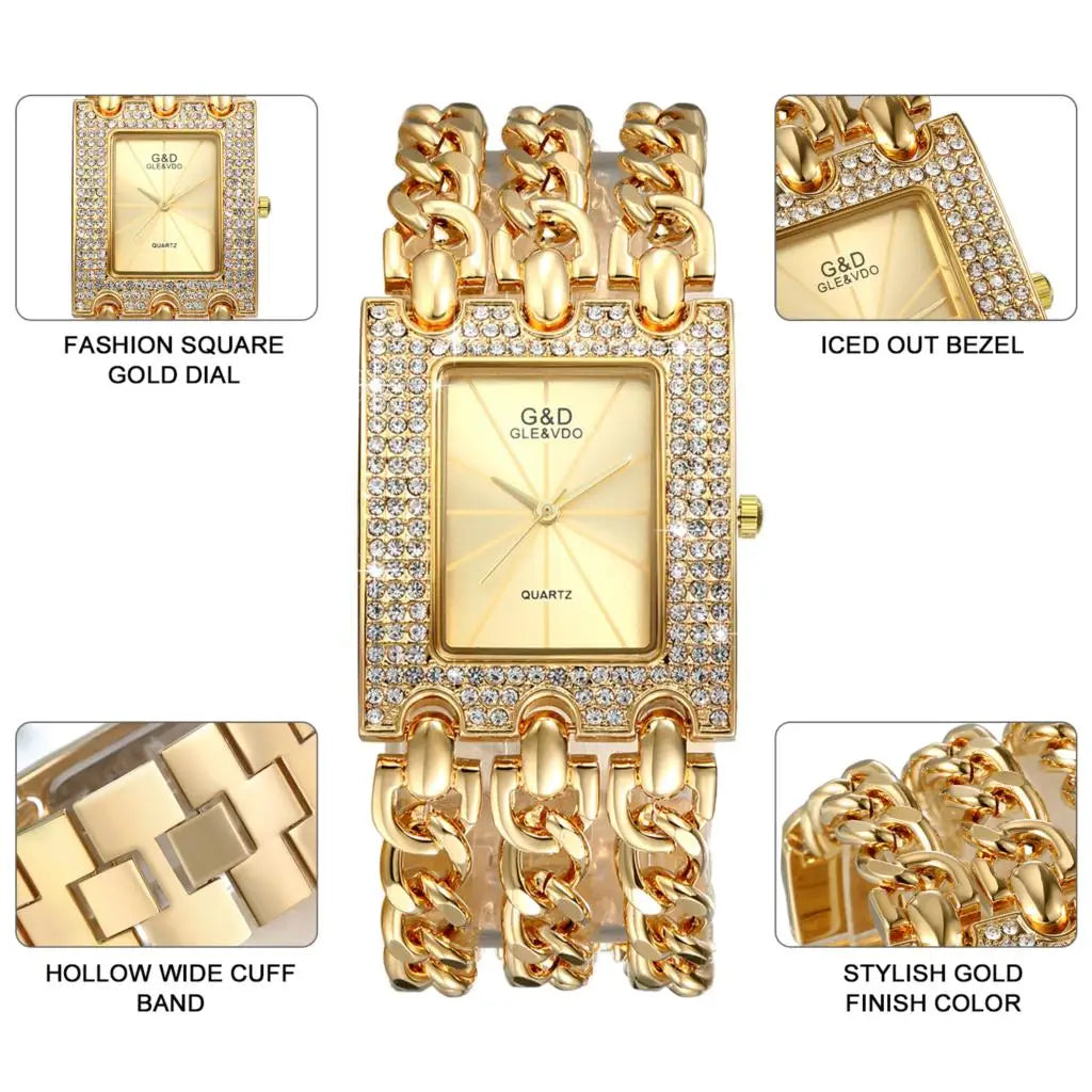 LANCARDO Luxury Women's Quartz Watch Gold Silver Strap Fashion Wristwatch mbzr