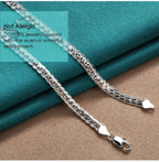Men Women 6mm Side Link Chain Necklace S925 Sterling Silver Hypoallergenic Never Fade Multi Sizes 16 18 20 22 24 Inch Minimalist Luxury Fine Jewelry Gift For Wedding Engagement Anniversary Birthday Wholesale