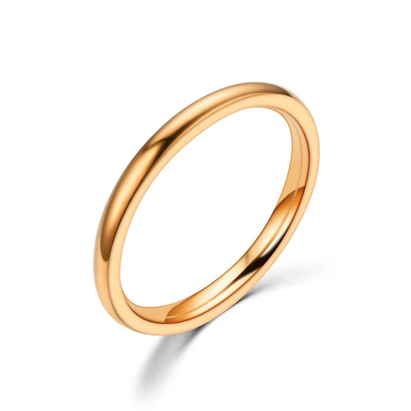 1PC 2mm Thin Stainless Steel Rings Rose Gold Fashion Simple Titanium Steel Rings for Women Girl Gifts