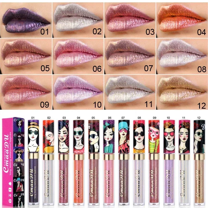 Gold Flash Liquid Lipstick Shimmer Lip Gloss Beauty Girl Diamond Glitter Lip Tint Waterproof Long Lasting Lipsticks Makeup mbzr