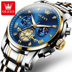 Quartz Watch Flywheel Skeleton Chronograph Moon Phase Multifunctional OLEVS 2856 mbzr