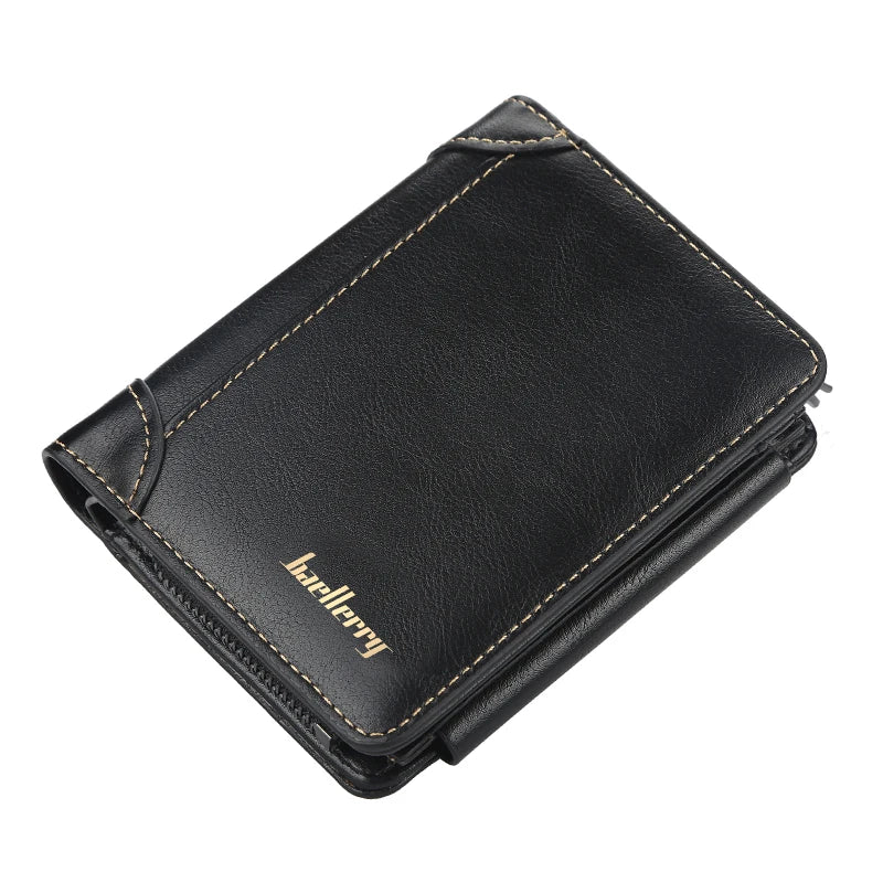 Brand Men PU Leather short Wallet With Zipper Coin Pocket Vintage Big Capacity Male Short Money Purse Card Holder New