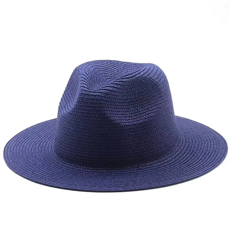 Natural Panama Summer Straw Hat Summer Wide Brim Beach UV Protection Fedora Sun Hat