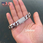 8/10/12/14mm Solid Stainless Steel Cuban Miami Link Chain Bracelets for Men Hip Hop Bling Iced out Rapper Jewelry
