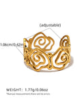 Stainless Steel Spiral Adjustable Open Rings for Women 18K Gold Plated Waterproof High Quality Ladies Jewelry For Vacation Etc