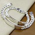 DOTEFFIL 925 Sterling Silver 2pcs Bracelet 10mm Smooth Sideways Chain For Men Women Wedding Engagement Party Jewelry mbzr