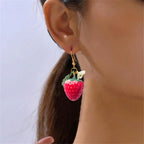 coadipress Strawberry Jewelry Set Red Strawberry Earrings Necklace Bracelet for Women Cute Lifelike Food Fruit Charm Jewelry Birthday Gifts