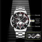 2pcs Luxury Mens Silver Quartz Watch With Stainless Steel Bracelet Men Fashion Business Casual Watch Luminous Clock mbzr