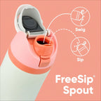 FreeSip Insulated Stainless Steel Water Bottle with Straw for Sports, Travel, and School Sports Water Bottle, 32 oz, Foggy Tide mbzr