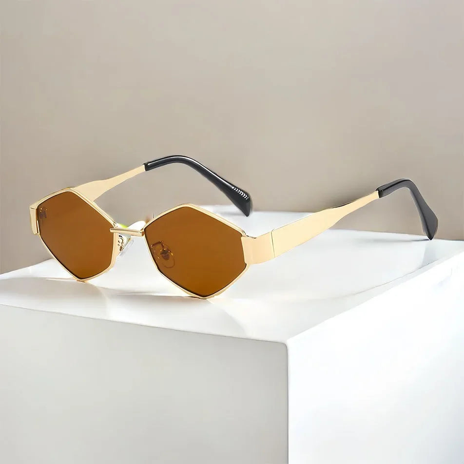 Fashion Hexagon Sunglasses Luxury Brand Design Unique Polygon Vintage Small Frame Eyewear Shades