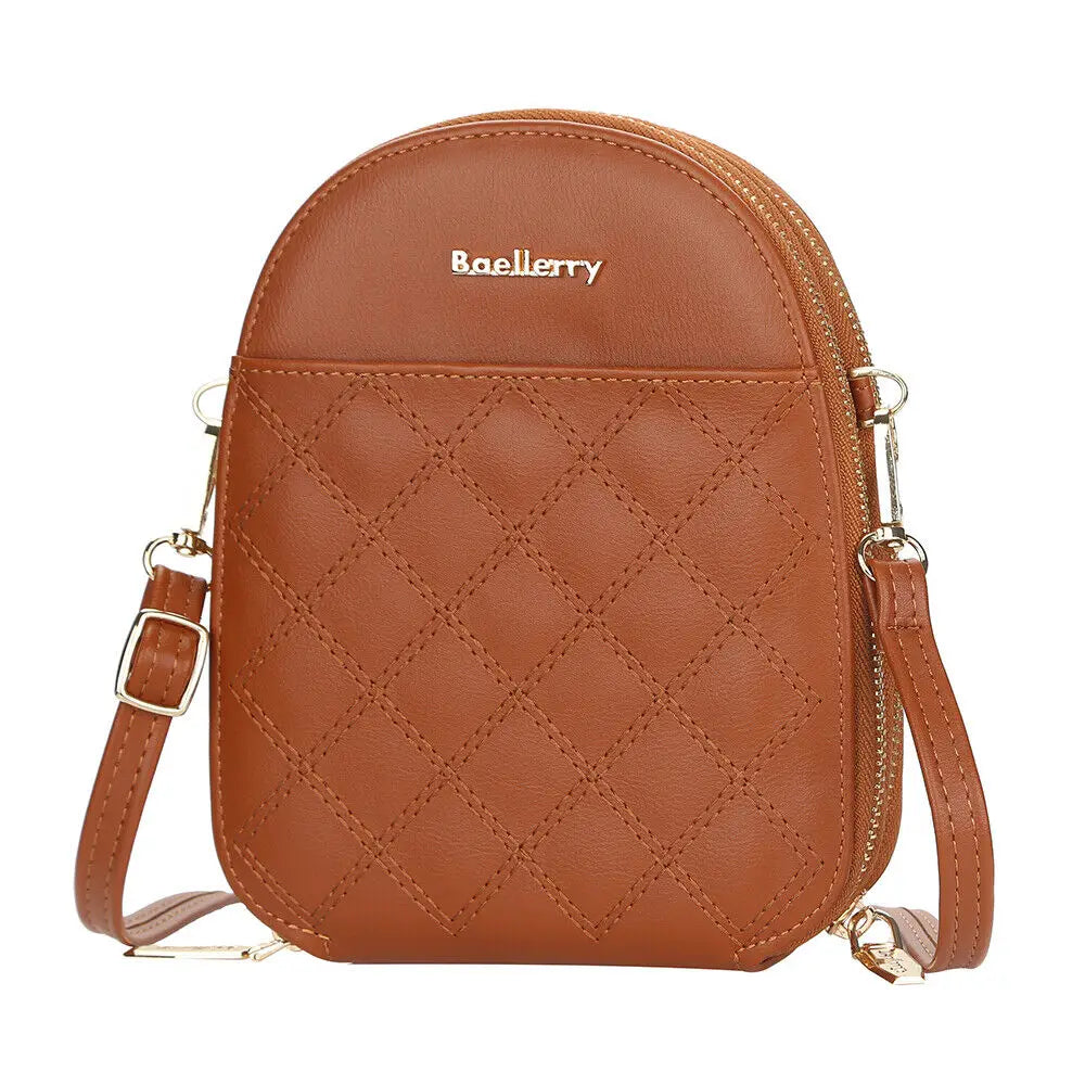 Fashion Small Plaid Leather Zipper Crossbody Bag Shoulder Bag for Women Wallet Purse Handbag with Detachable Strap mbzr