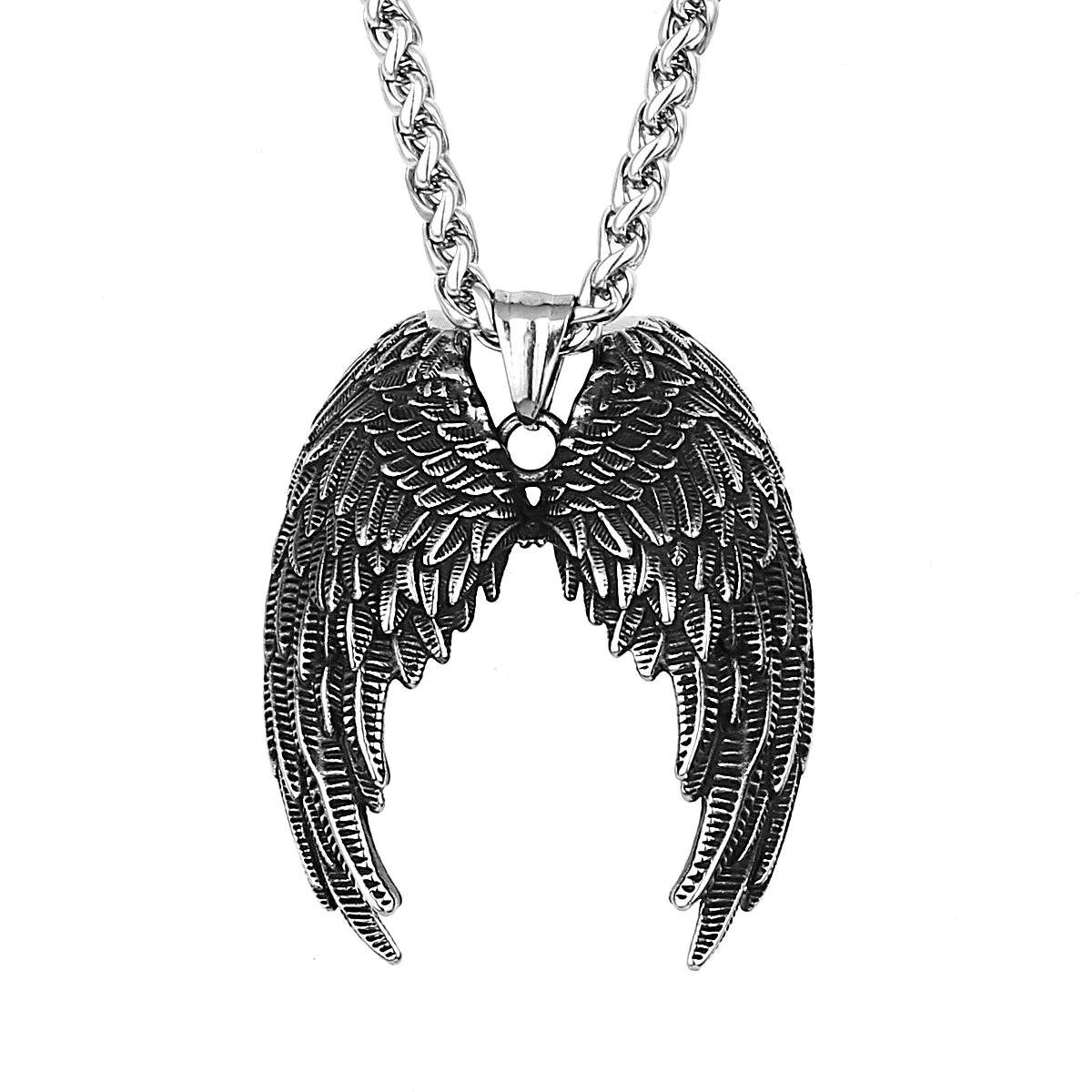 Vintage Angel Wings Pendant Necklace Stainless Steel Unisex