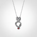 Retro-Style 925 Sterling Silver Necklace – Vintage Dragon Pendant with Red CZ Eyes, Neutral Series Guardian Beast Jewelry mbzr
