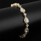 OXTAO 14K Gold Filled Wedding Bridal Bracelet for Brides Moissanite&Zirconia Classic Teardrop Tennis Bracelets D Color VVS1 for Women Girls Jewelry Gift with Certified