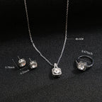 Women's best selling elegant pendant set with square cut micro inlaid zirconia   fashionable necklace   earrings   and ring three piece set luxury