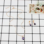 COLORFUL BLING Rose Gold Teardrop Infinity Pendant Necklace Dangle Earring Bridal Pearl Jewelry Sets