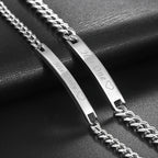 2pcs Couples Men Women Polish Stainless Steel "His Only""Her One" Bracelet Chain
