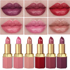 Luxurious 6-Piece Matte Lipstick Set: Long-lasting and highly pigmented, featuring a creamy-smooth texture suitable for all skin tones—perfect for both everyday wear and festive party looks. mbzr