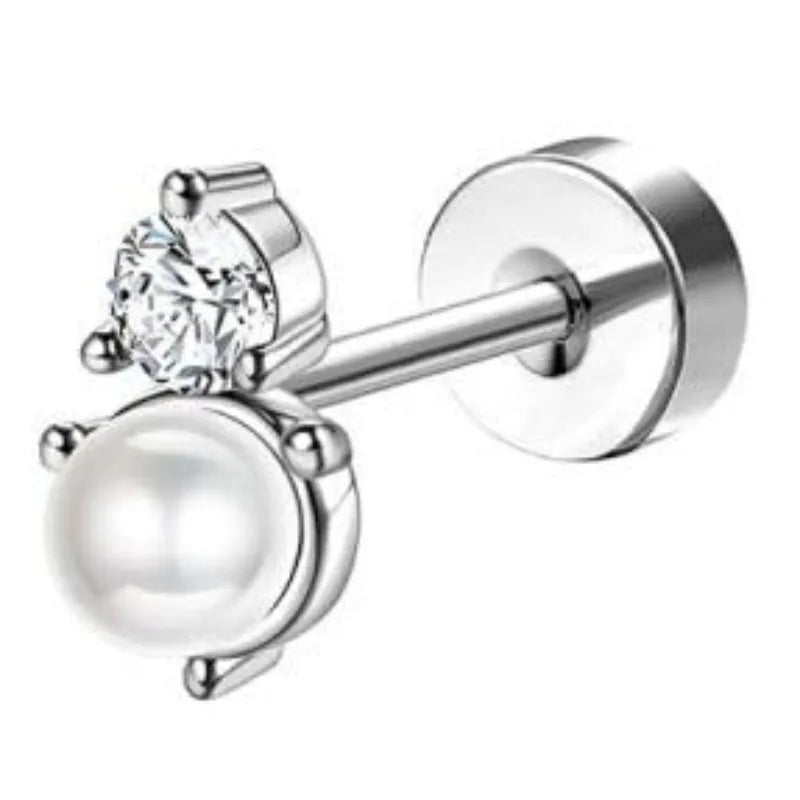 Bobisty 1pc Earrings for Sensitive Ears Surgical Stainless Steel Earrings for Women Dainty Flat Back Earring Stud Hoop Cartilage