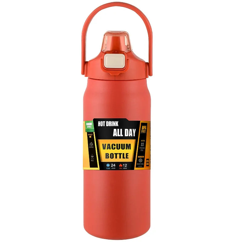 Portable Thermos with Straw 304 Stainless Steel Thermal Mug Tumbler Coffee Cup Sports Vacuum Flasks Cold and Hot Water Bottle mbzr