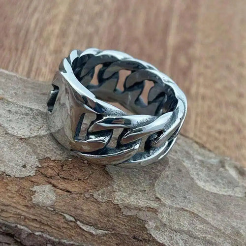 1pc Chain Stainless Steel Ring, Unisex Fashion Jewelry Accessory