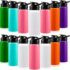 14 Pack Aluminum Water Bottles Bulk 17 oz Reusable Sport Water Bottles with Snap Lid Leakproof Lightweight with Handle for Bike mbzr