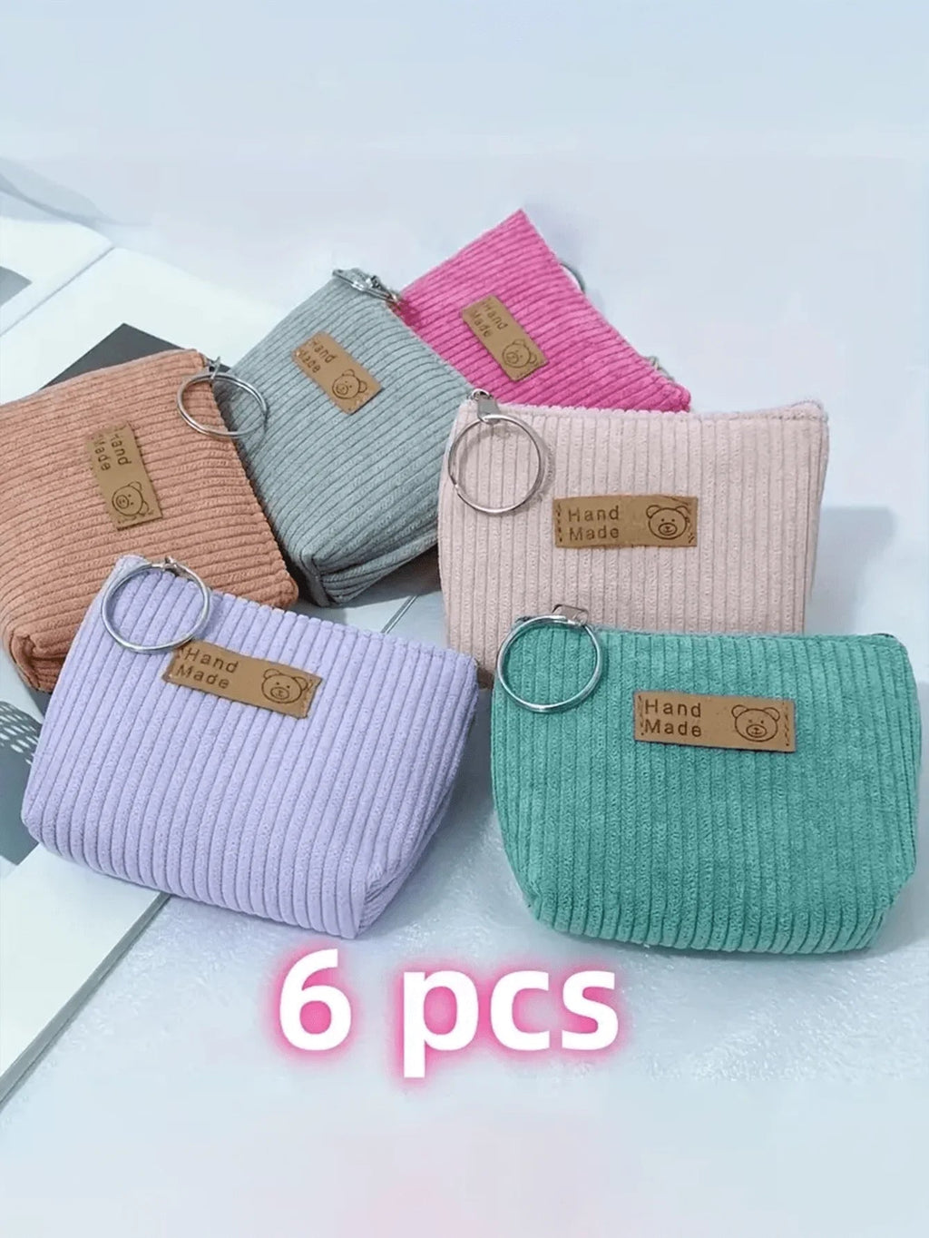 Fashion Mini Corduroy Coin Purses with Keychain - Casual Stylish Storage Pouch mbzr