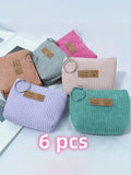 Fashion Mini Corduroy Coin Purses with Keychain - Casual Stylish Storage Pouch mbzr