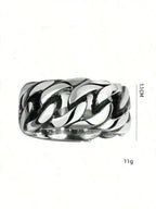 1pc Chain Stainless Steel Ring, Unisex Fashion Jewelry Accessory