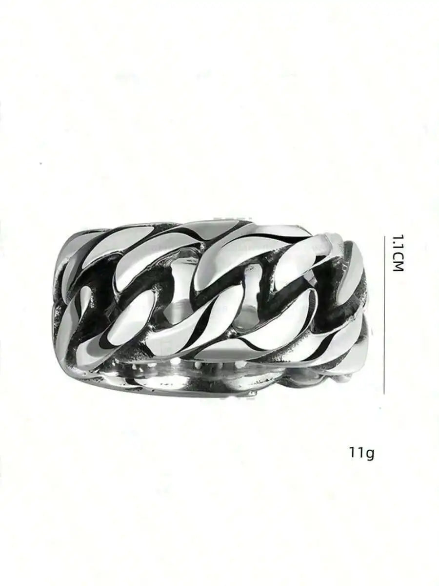 1pc Chain Stainless Steel Ring, Unisex Fashion Jewelry Accessory