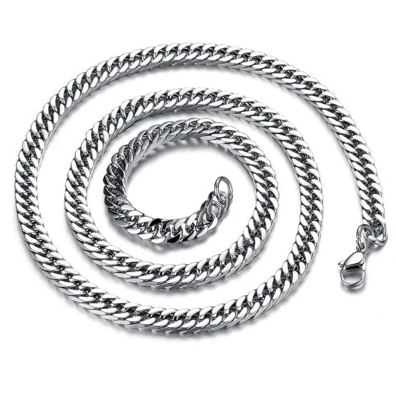 HNSP 316L Stainless Steel Cuban Chain Necklace For Men Neck Male Jewelry Accessories Gift 8mm-14mm Thick Heavy Chains