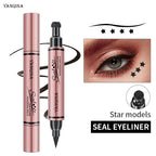 Women's Double-Headed Stamp Eyeliner Large-Capacity Liquid Black Winged Cat-Eye Makeup Tool Waterproof for Eye Beauty mbzr