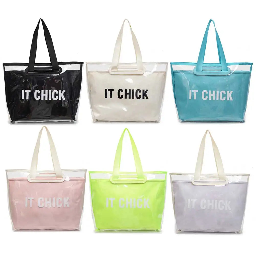 PVC Transparent Shoulder Bag Large Capacity Versatile Handbag Water Proof Multifunctional Tote Bag Summer Beach Bag