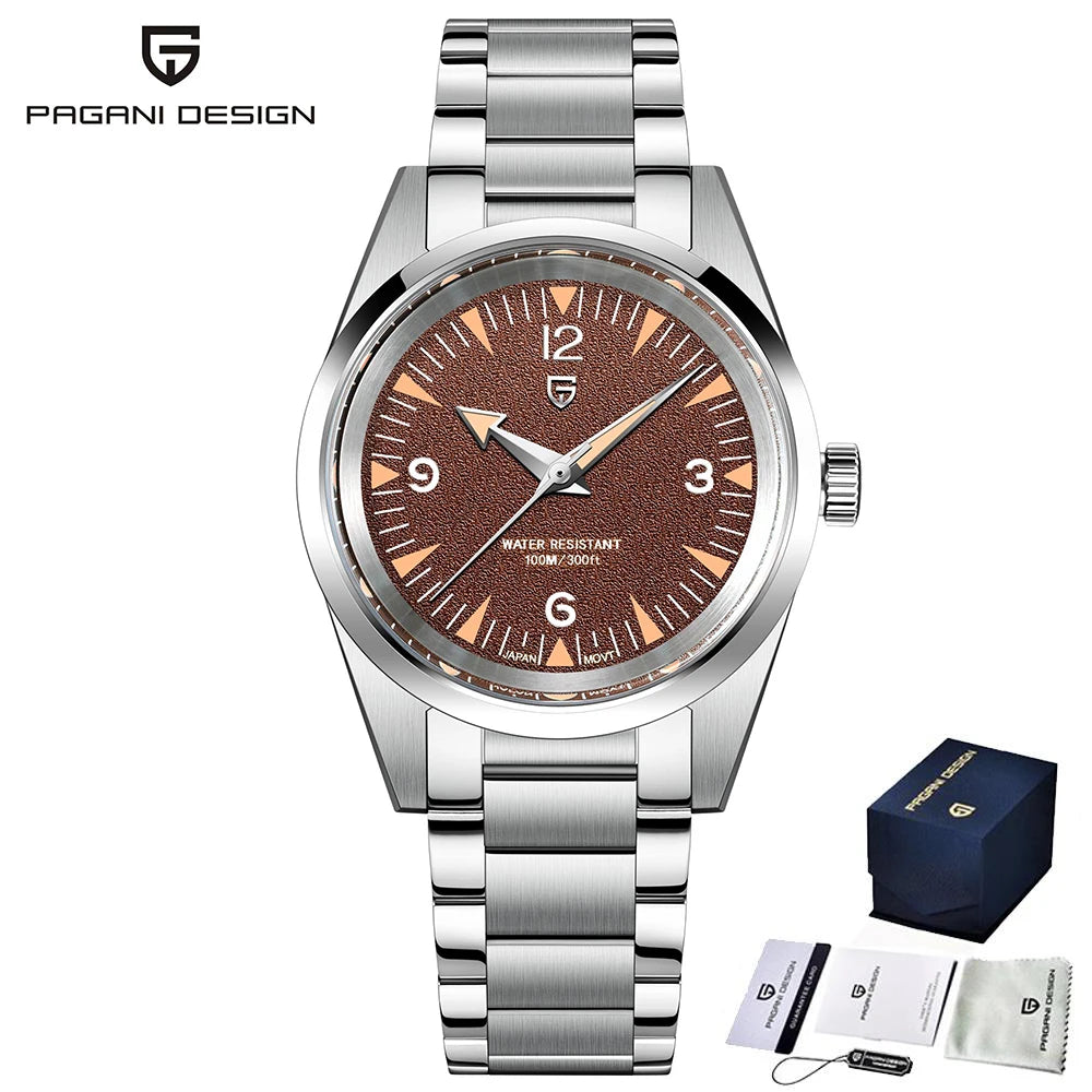 PAGANI DESIGN 38MM Retro Luxury Quartz Watches For Men VH31 Movement Sapphire Stainless Steel 100m Waterproof Reloj Hombre