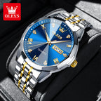 OLEVS 9931 Brand Original Authentic Watches for Man Luxury Gift Box Steel Belt Double Calendar Quartz Female and Male Expression Couple Models