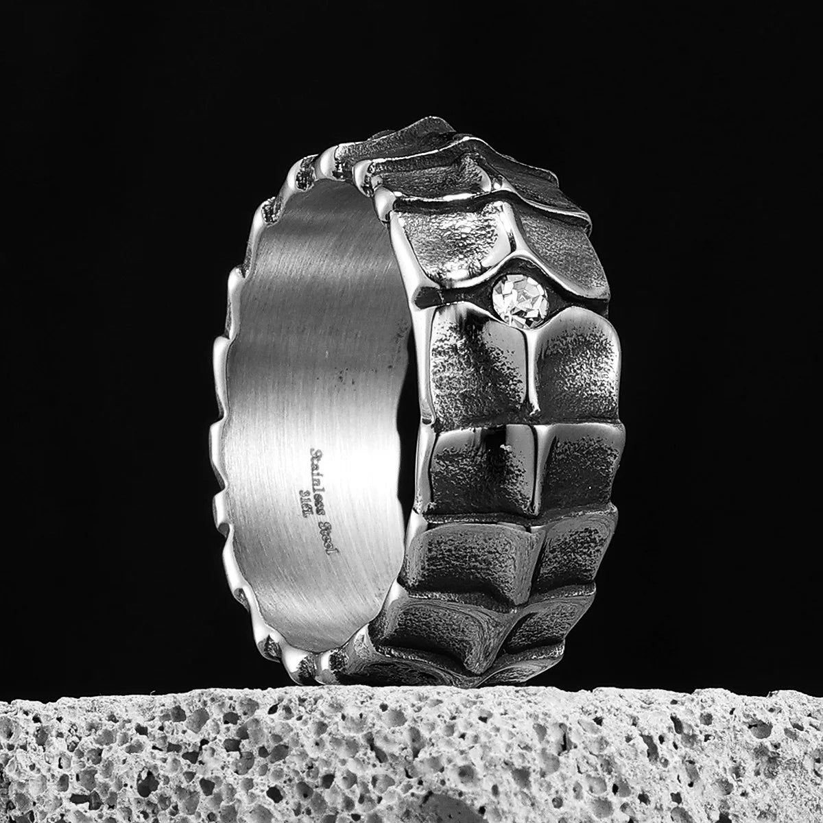 Stainless Steel Mens Rings Dragon Spine Scales Trendy Fashion