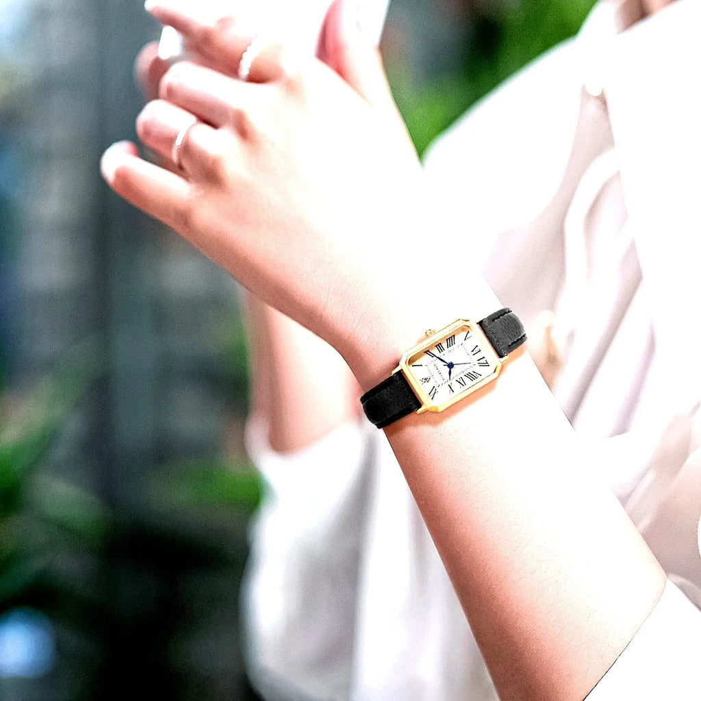 Fashion Retro Digital Dial Casual Watches Square Leather Strap Fashionable Clock Quartz Wristwatch for Women Gift mbzr