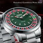 Mark Fairwhale Casual Leather Strap Dial Rotatable Roulette Watch Dial Men's Wristwatch Quartz Fashion Wristwatch Wrist Watches for Man