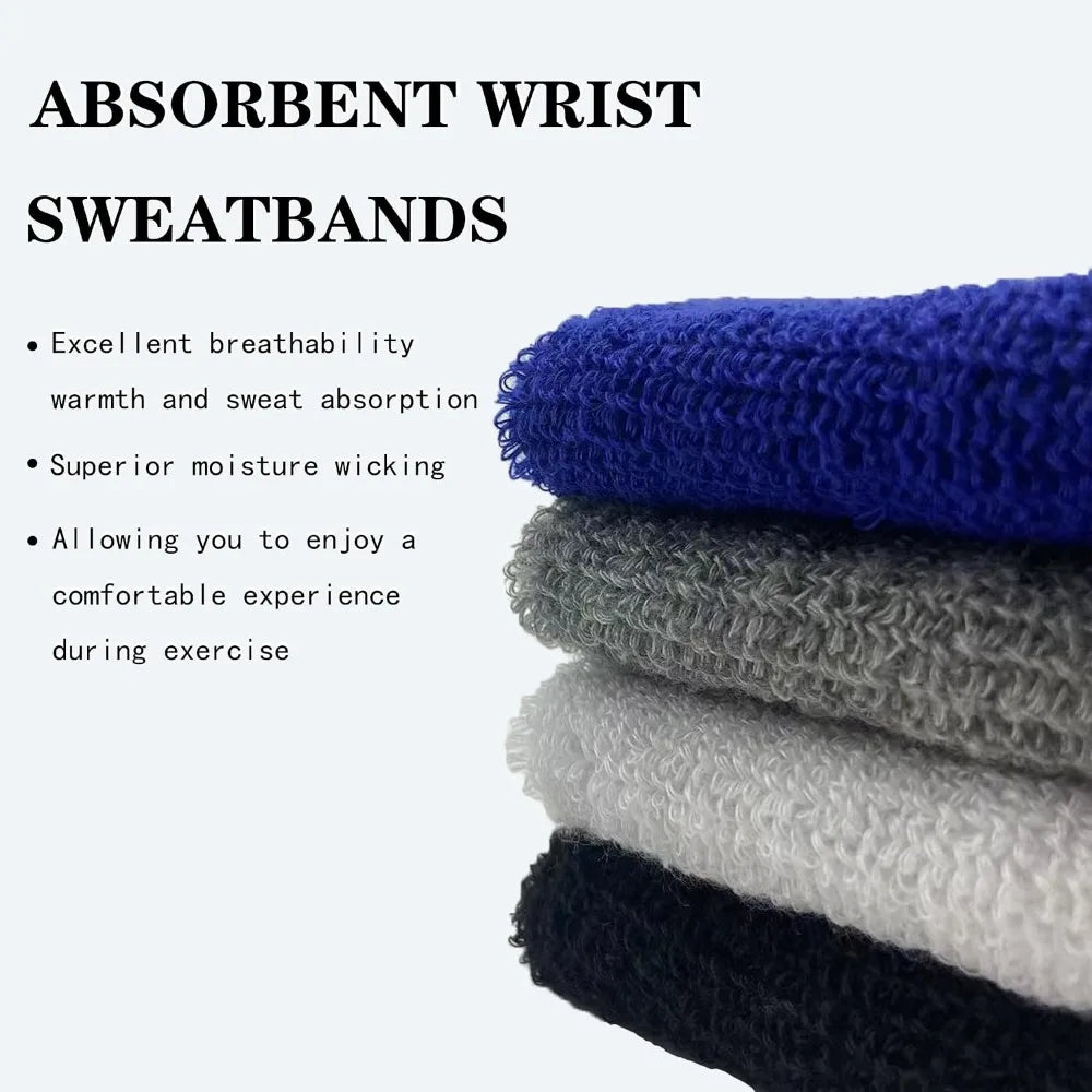 6-Pack Moisture Wicking Sweatbands for Sports, Tennis, Basketball, Running, Gym mbzr