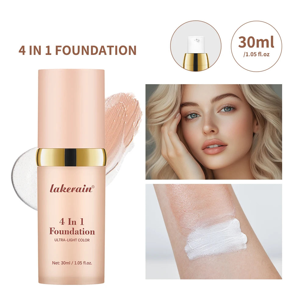 2pcs Waterproof Color Changing Foundation 4 in 1 SPF 30 Hydrating Long Lasting Brightening Concealer Coverage Makeup mbzr