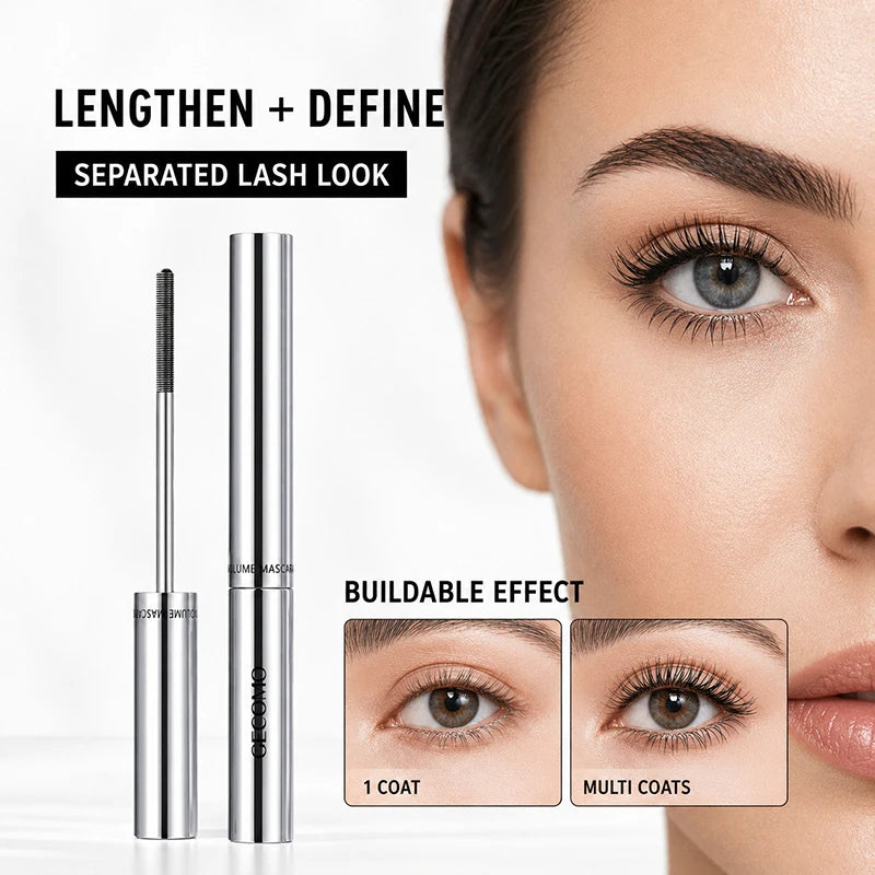 2 Pack Slim Brush Mascara, Lengthening & Defining Lash Mascara Set, Clump-Free Smudge-Resistant Eye Makeup for Daily Wear mbzr